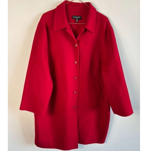 Bloomingdales Now Women Wool Coat Classic Button Up Elegance Red Size 20w - Picture 1 of 11